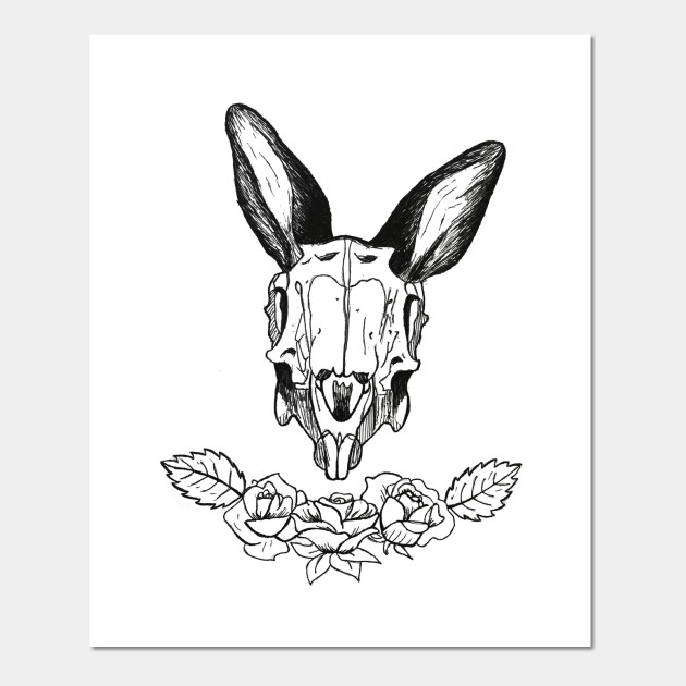 630x630 Rabbit Skull And Rose - Rabbit Skull Drawing