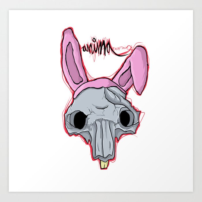 700x700 Rabbit Skull Art Print - Rabbit Skull Drawing