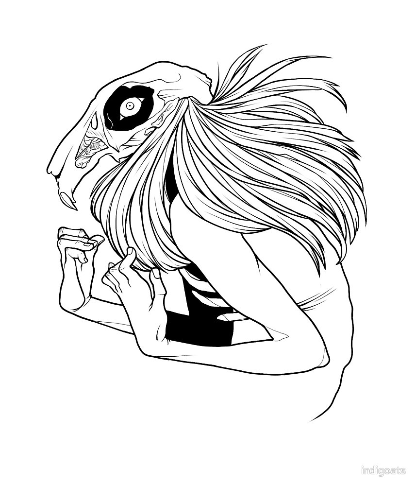 857x1000 Demon With A Rabbit Skull - Rabbit Skull Drawing