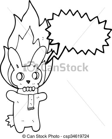 381x470 freehand drawn speech bubble cartoon flaming skull rabbit - Rabbit Skull Drawing