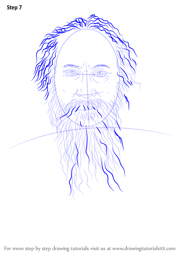 598x844 Learn How To Draw Rabindranath Tagore - Rabindranath Tagore Drawing