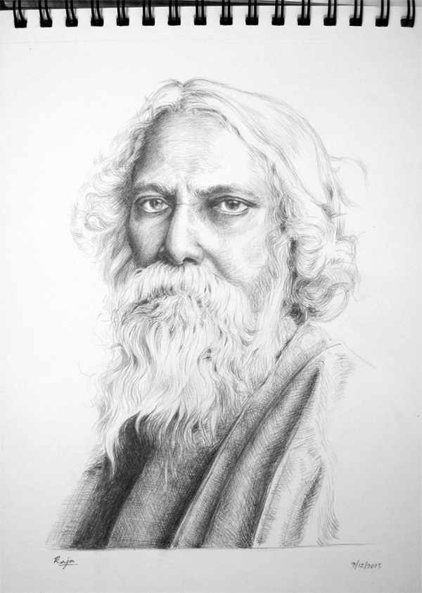 600x842 Pencil Drawing Rabindranath Tagore - Rabindranath Tagore Drawing