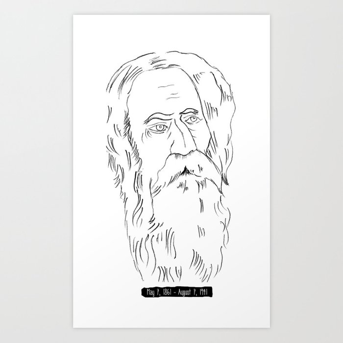 700x700 Rabindranath Tagore Charcoal Drawing Art Print - Rabindranath Tagore Drawing