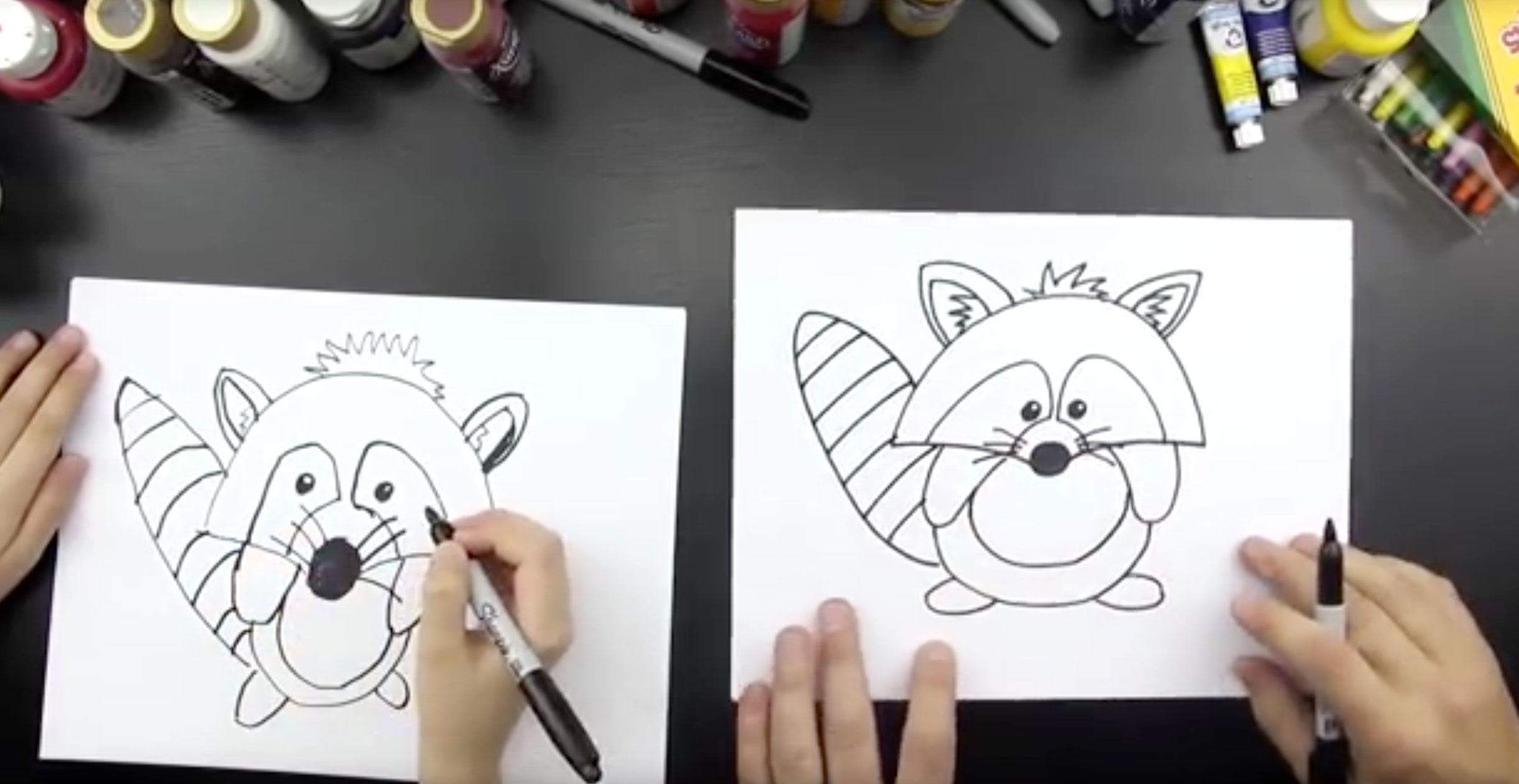 2444x1262 how to draw a raccoon - Raccoon Cartoon Drawing