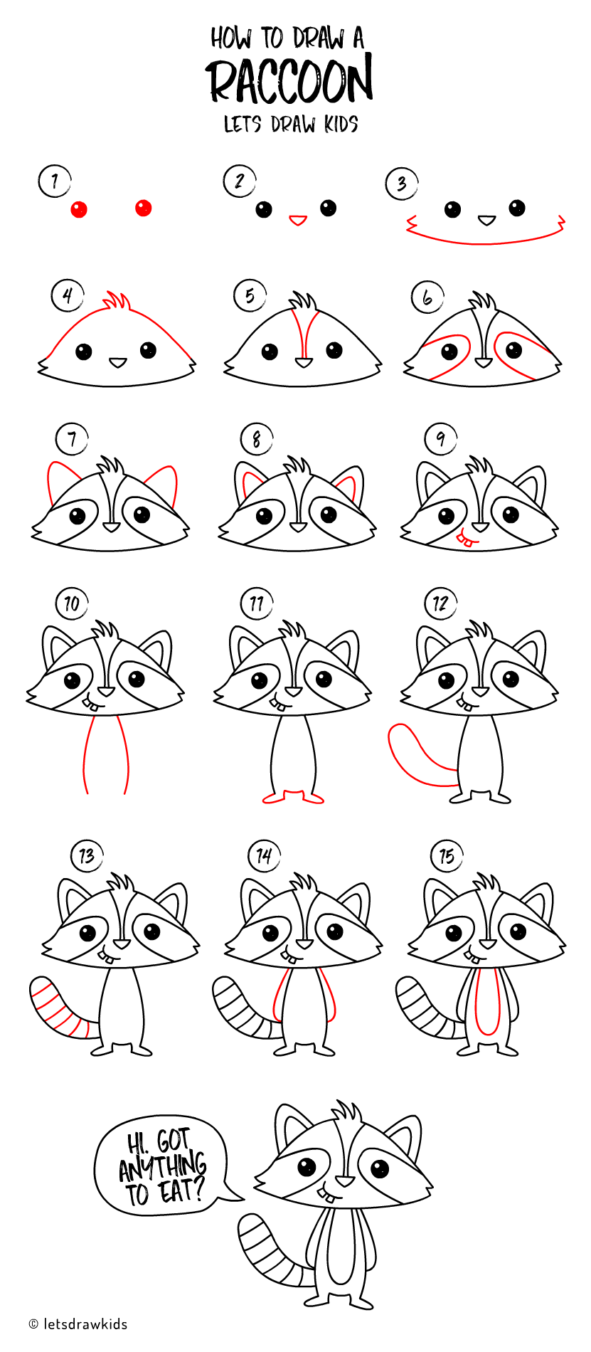 831x1900 How To Draw A Raccoon Easy Drawing, Step - Raccoon Drawing Easy