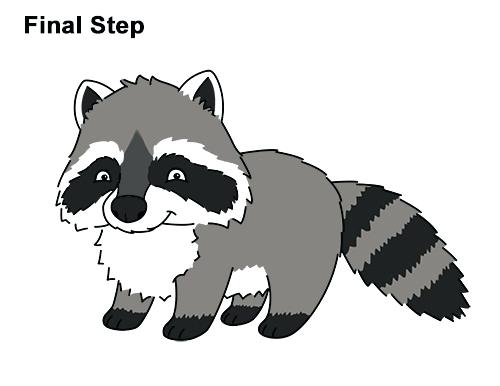 500x386 how to draw raccoon how to draw cute cartoon raccoon rocket - Raccoon Drawing Step By Step
