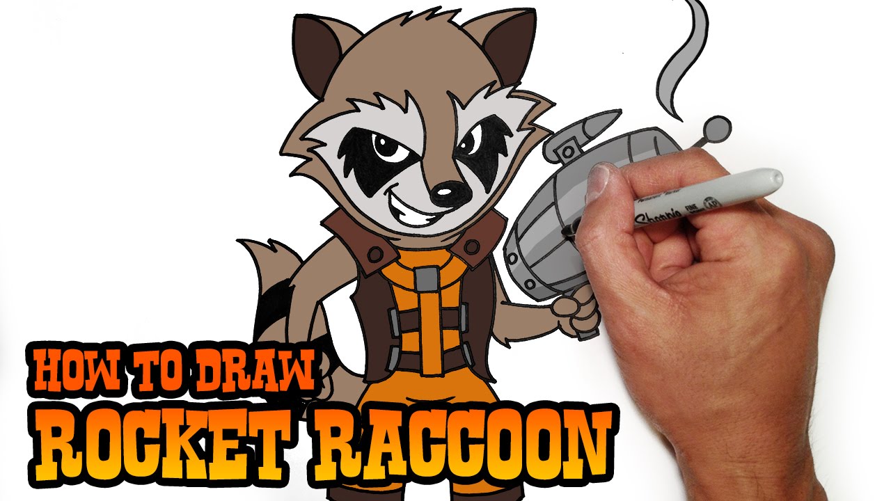 1280x720 How To Draw Rocket Raccoon Step - Raccoon Drawing Step By Step