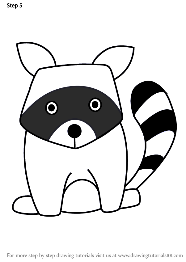 602x848 Learn How To Draw A Raccoon For Kids - Raccoon Drawing Step By Step