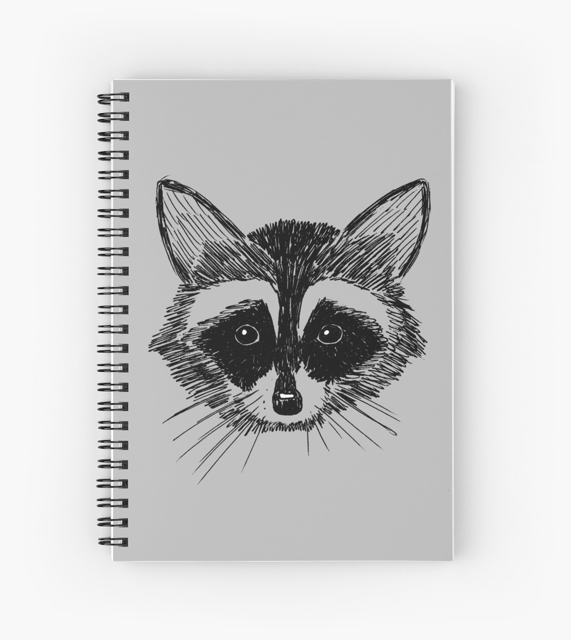 1171x1313 raccoon face on grey spiral notebooks - Raccoon Face Drawing