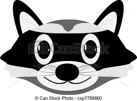450x331 Raccoon Face Isolated On White Background - Raccoon Face Drawing