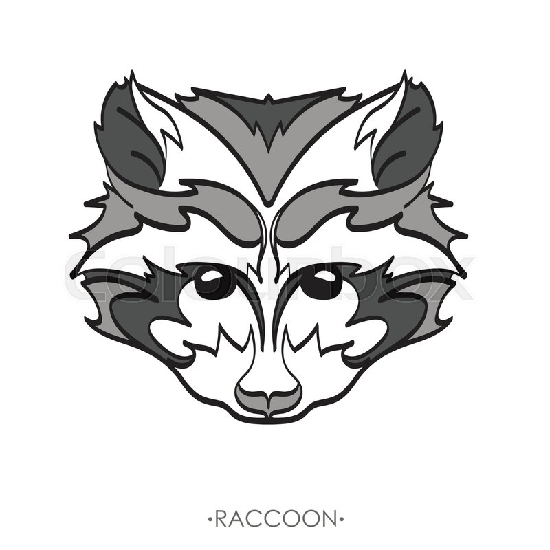 800x800 Stylized Raccoon Face Hand Drawn Stock Vector Colourbox - Raccoon Face Drawing