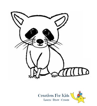 388x424 How To Draw A Raccoon Step - Raccoon Line Drawing