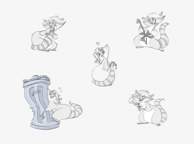 650x482 raccoon line drawing illustration, raccoon clipart, line clipart - Raccoon Line Drawing