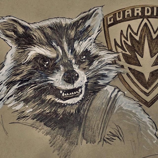 640x640 aleksi briclot on twitter a rocket raccoon pencil drawing done - Raccoon Pencil Drawing