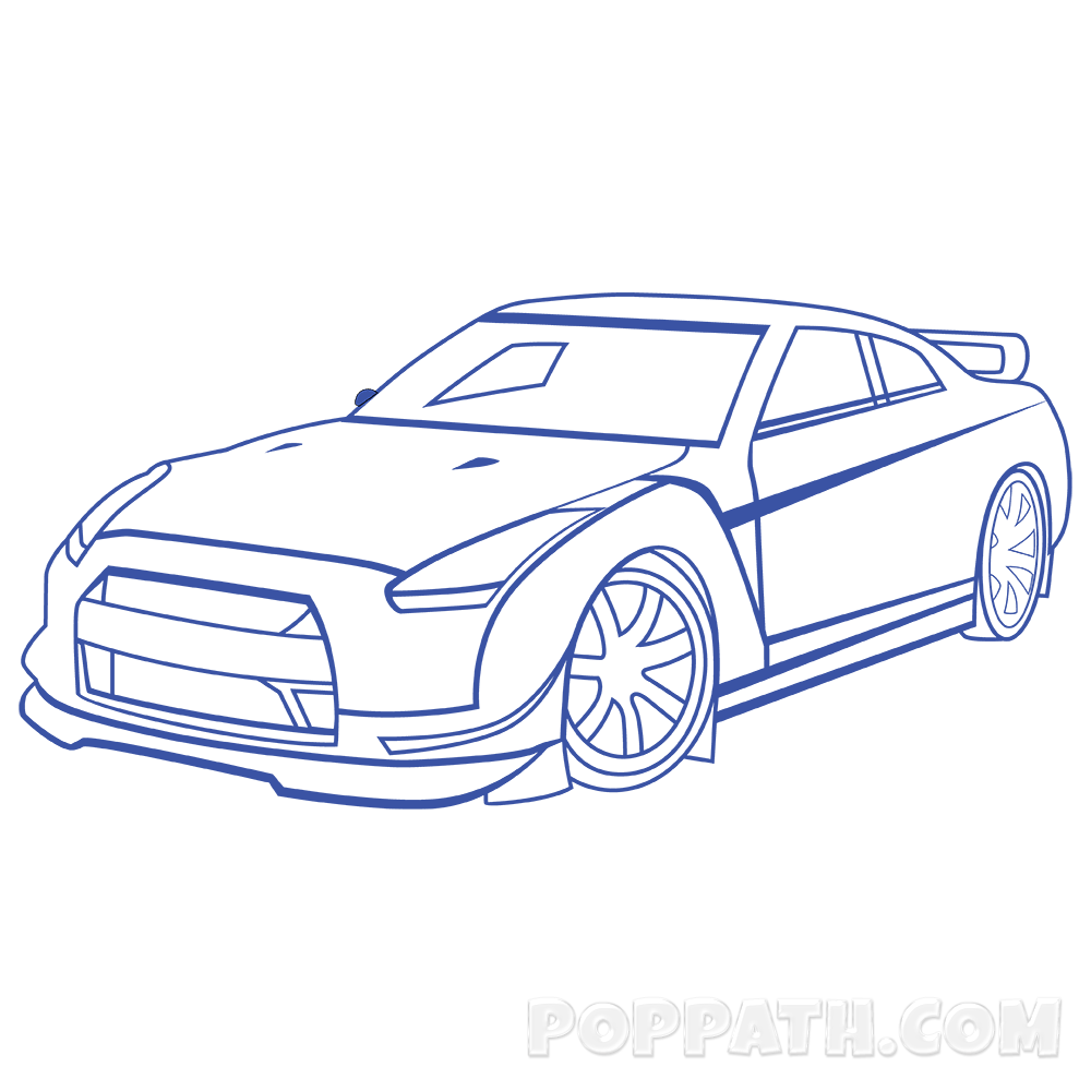 1000x1000 How To Draw A Race Car Pop Path - Race Car Drawing