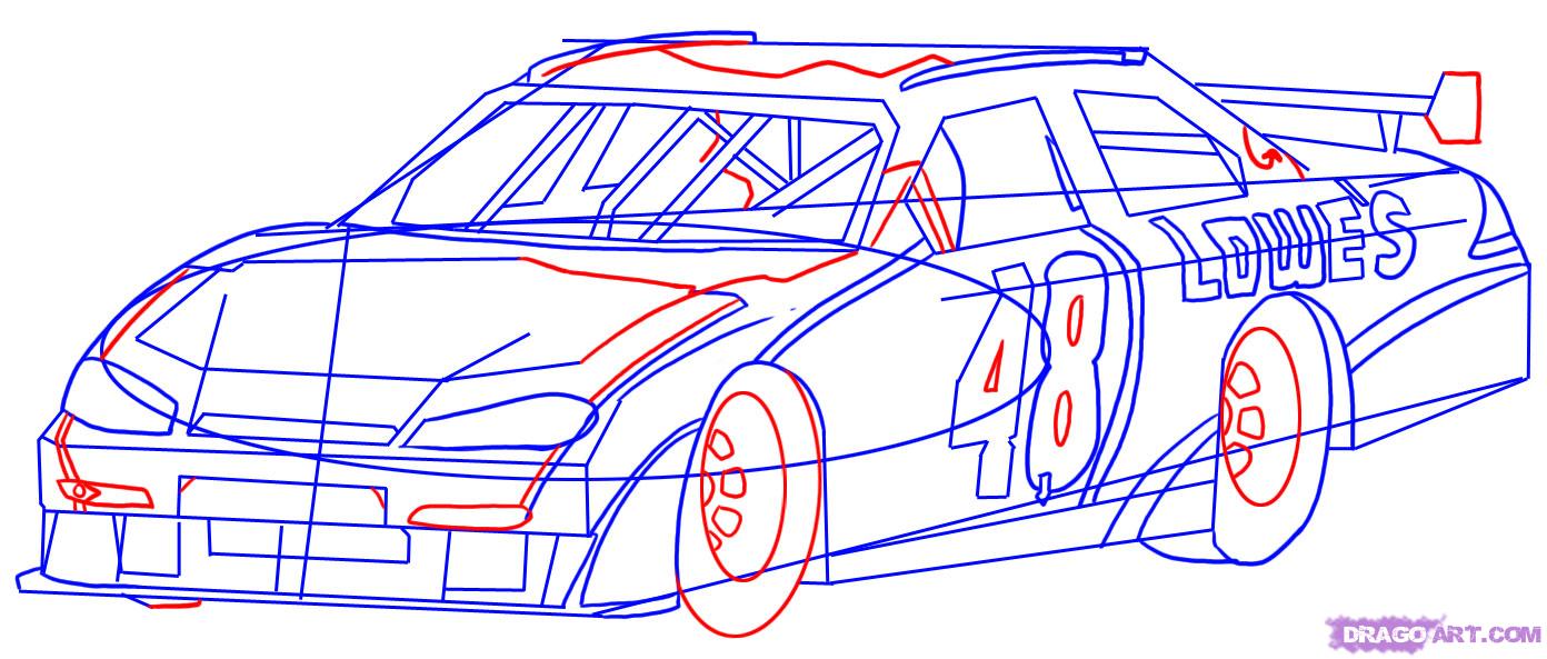1392x593 how to draw a race car, step - Race Car Drawing Images