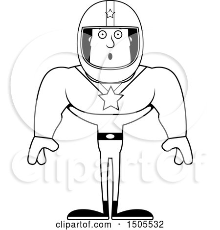 450x470 clipart of a black and white surprised buff male race car driver - Race Car Driver Drawing