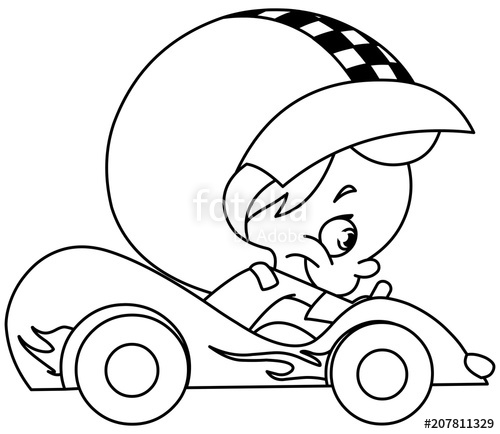 500x434 outlined kid race car driver stock image and royalty free vector - Race Car Driver Drawing