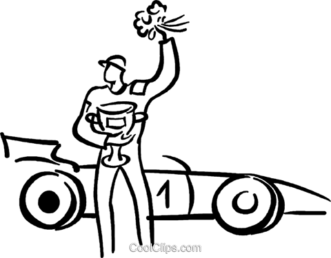 480x375 race car driver with his car royalty free vector clip art - Race Car Driver Drawing