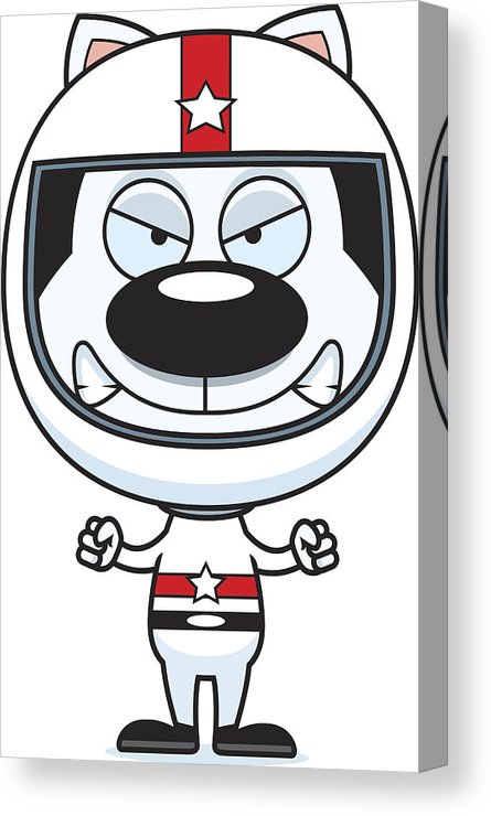 445x740 cartoon angry race car driver kitten canvas print canvas art - Race Car Driver Drawing