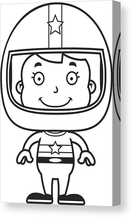 449x740 cartoon smiling race car driver girl canvas print canvas art - Race Car Driver Drawing