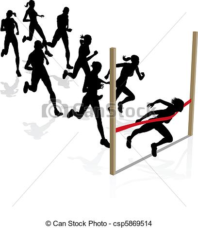 408x470 winning the race a runner wins the race breaking through - Race Drawing