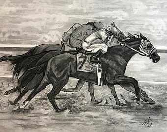 340x270 victory lap horse charcoal drawing print race horse print etsy - Race Horse Drawing