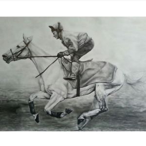 300x300 desert orchid horse racing jockey uk graphite pencil original - Race Horse Drawing
