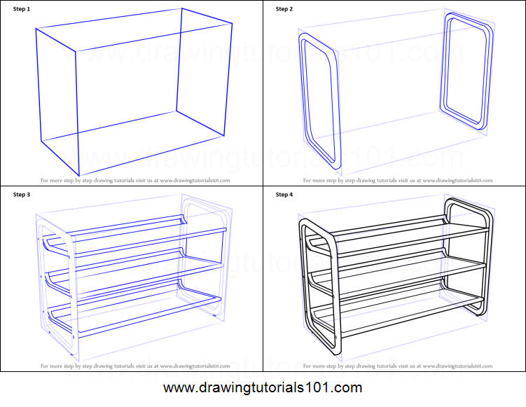 751x581 how to draw shoe rack printable step - Rack Drawing