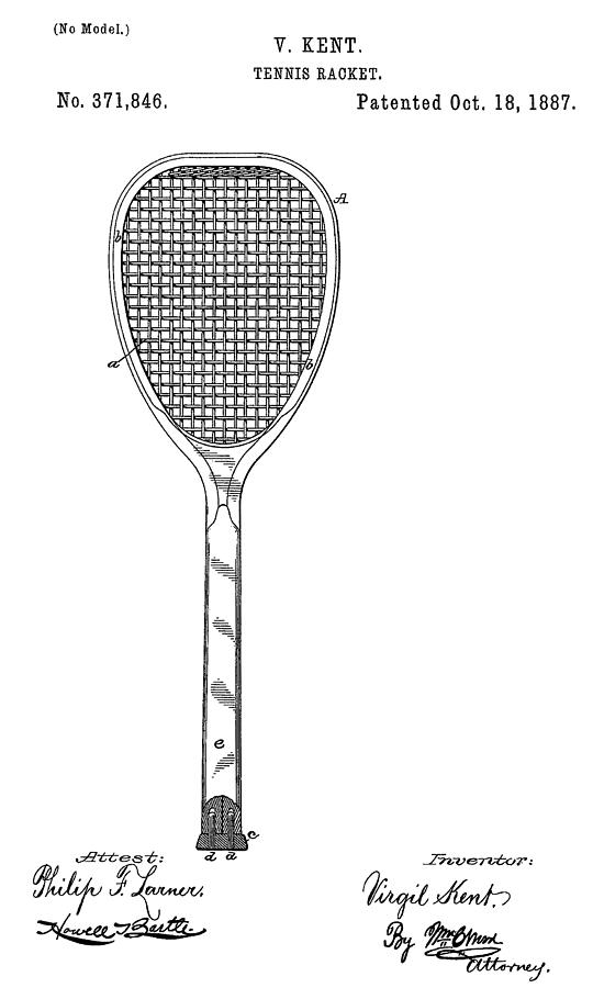 540x900 Old Tennis Racket Patent Drawing - Racket Drawing