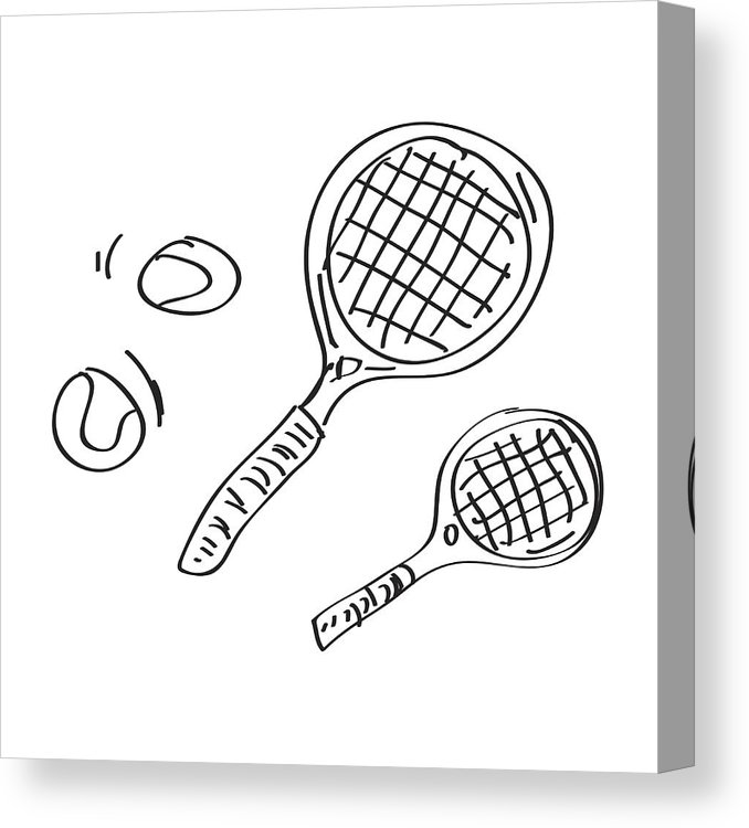 678x750 simple doodle of a tennis racket canvas print canvas art - Racket Drawing