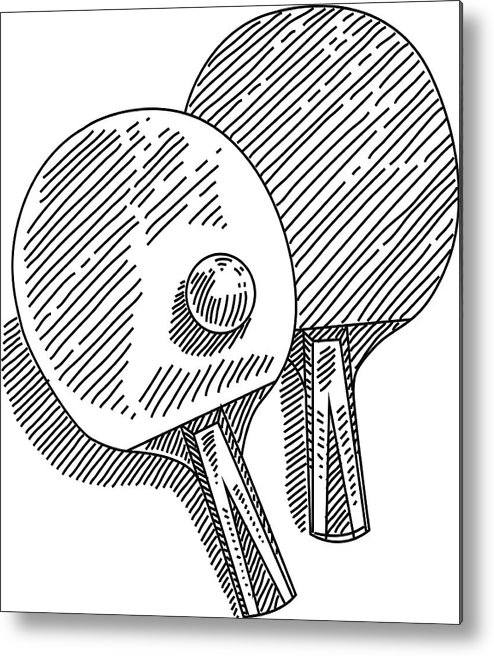494x656 Table Tennis Drawing Metal Print - Racket Drawing