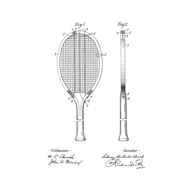 630x630 Tennis Racket Vintage Patent Drawing - Racket Drawing