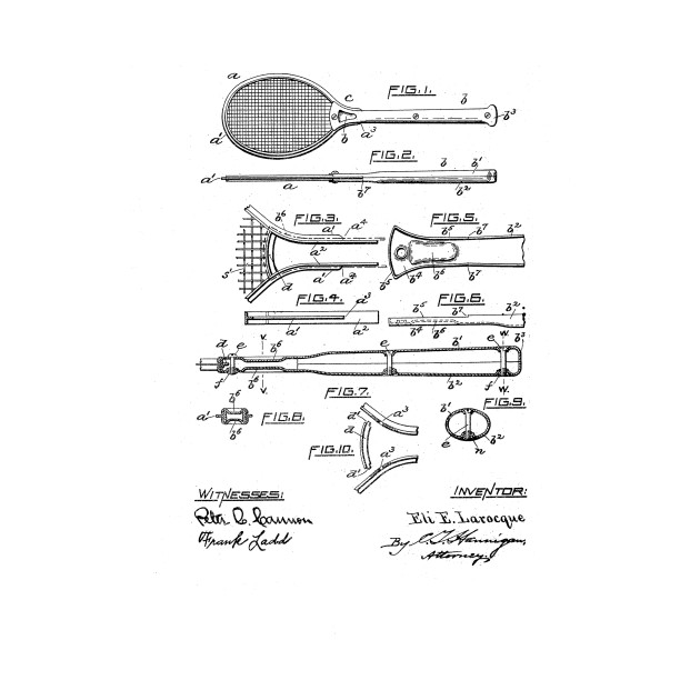 630x630 Tennis Racket Vintage Patent Hand Drawing - Racket Drawing