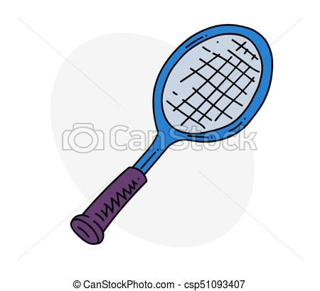 450x410 Tennis Racket Cartoon Hand Drawn Image Original Colorful Artwork - Racket Drawing
