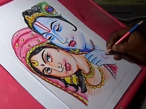 480x360 how to draw lord krishna and radha drawing - Radha Krishna Drawing