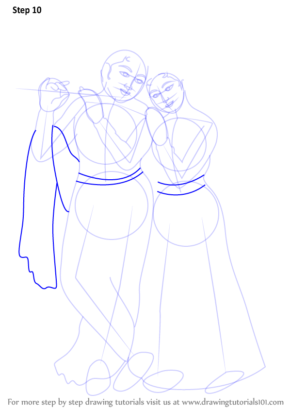 598x844 learn how to draw krishan with radha - Radhe Krishna Drawing