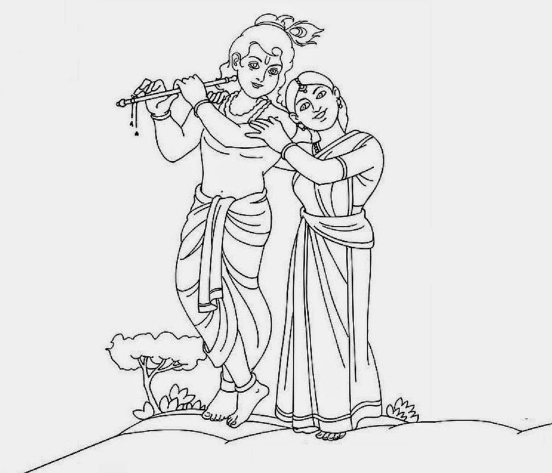 1119x960 radha krishna simple drawing collection of simple radha - Radhe Krishna Drawing