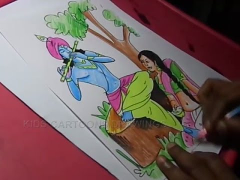 480x360 how to draw lord radha krishna drawing for kids step - Radhe Krishna Drawing