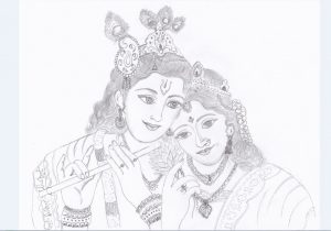 300x210 krishna and radha pencil realistic imag radha krishna drawing - Radhe Krishna Drawing