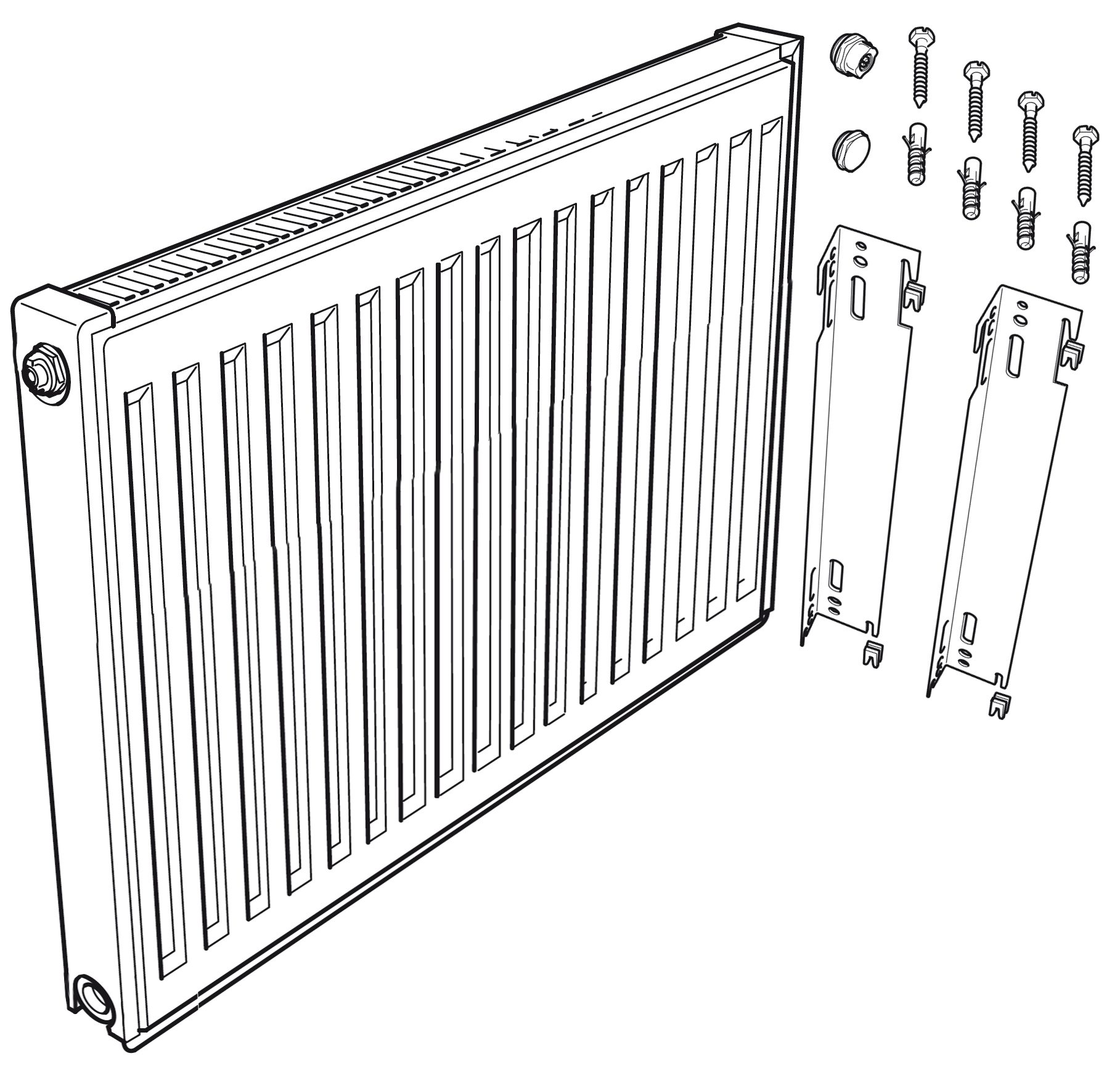 1817x1739 panel radiator line drawing - Radiator Drawing
