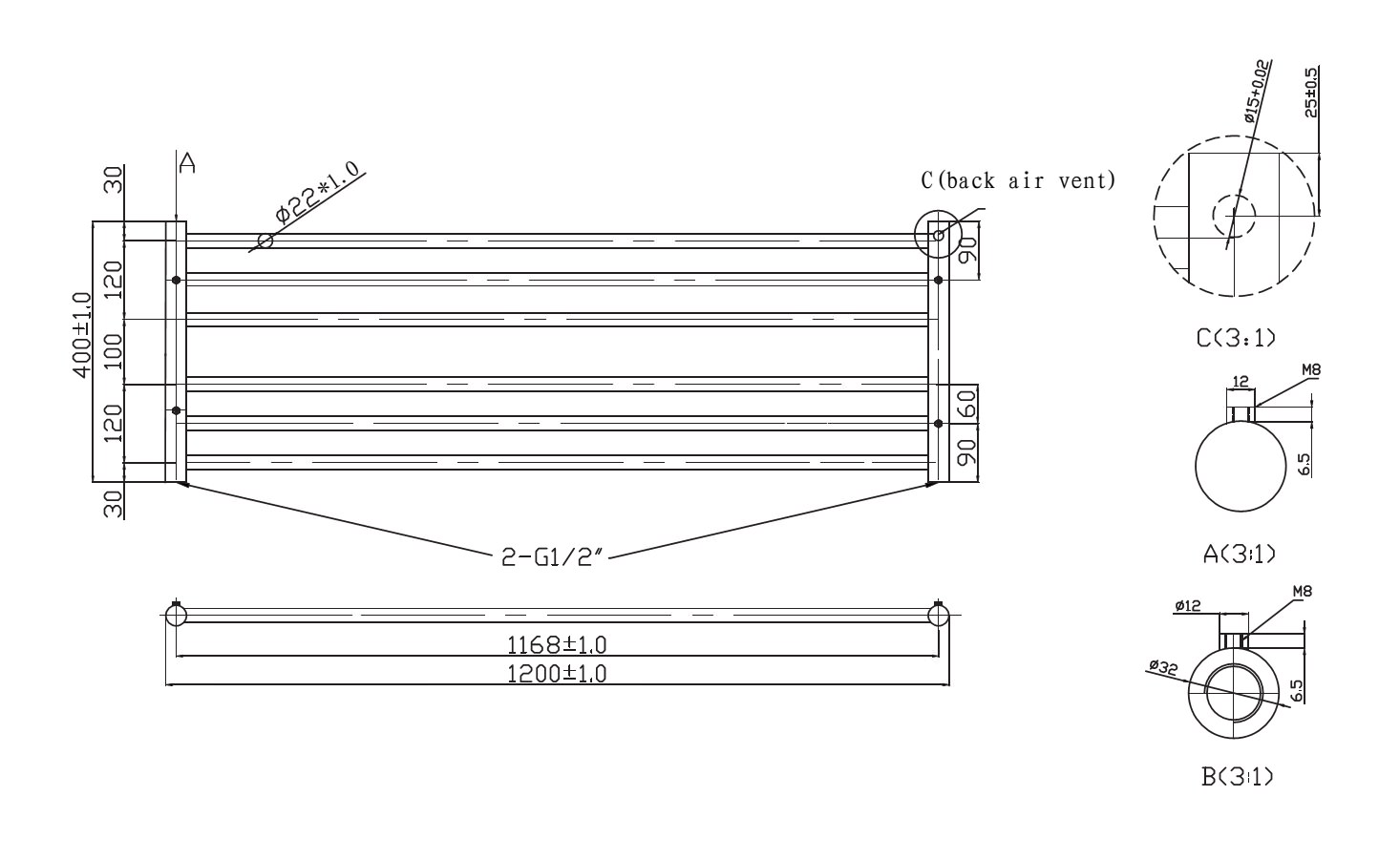 1466x900 phoenix zonta x stainless steel radiator - Radiator Drawing