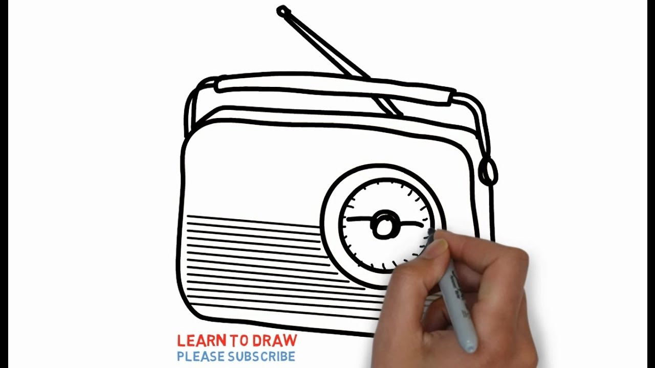 1280x720 easy step for kids how to draw the old radio - Radio Drawing