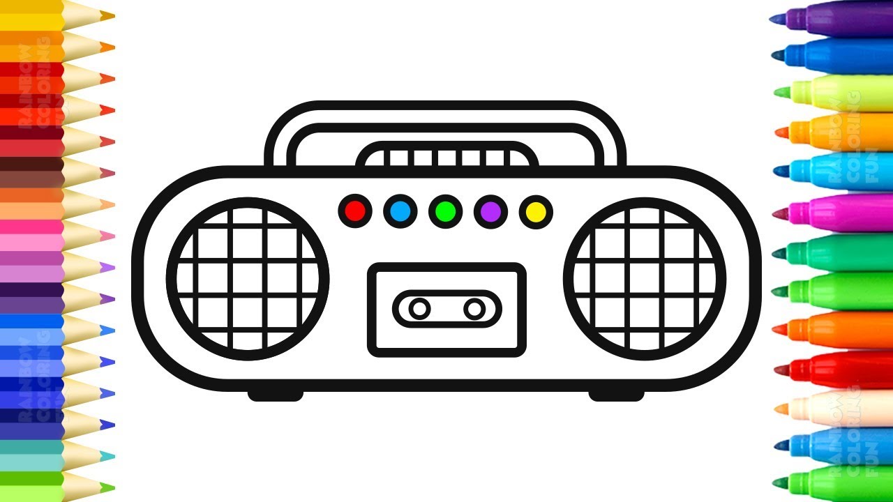 1280x720 radio cassette player coloring how to draw radio and microwave - Radio Drawing