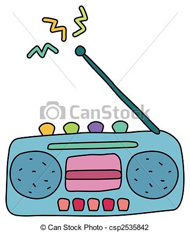 385x470 a beautiful drawing of a blue radio - Radio Drawing