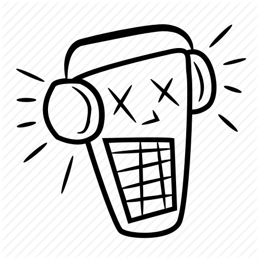 512x512 cartoon, head, headphones, music, radio, robot icon - Radio Drawing
