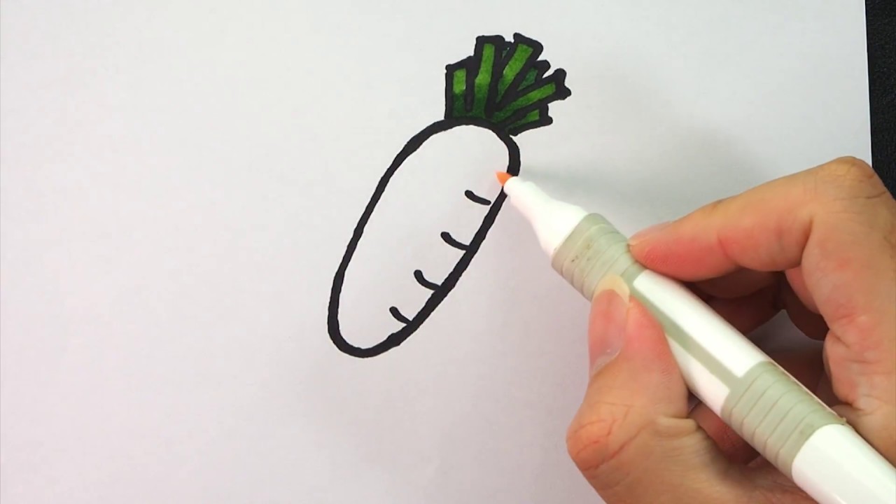 1280x720 how to draw radish for kids step - Radish Drawing