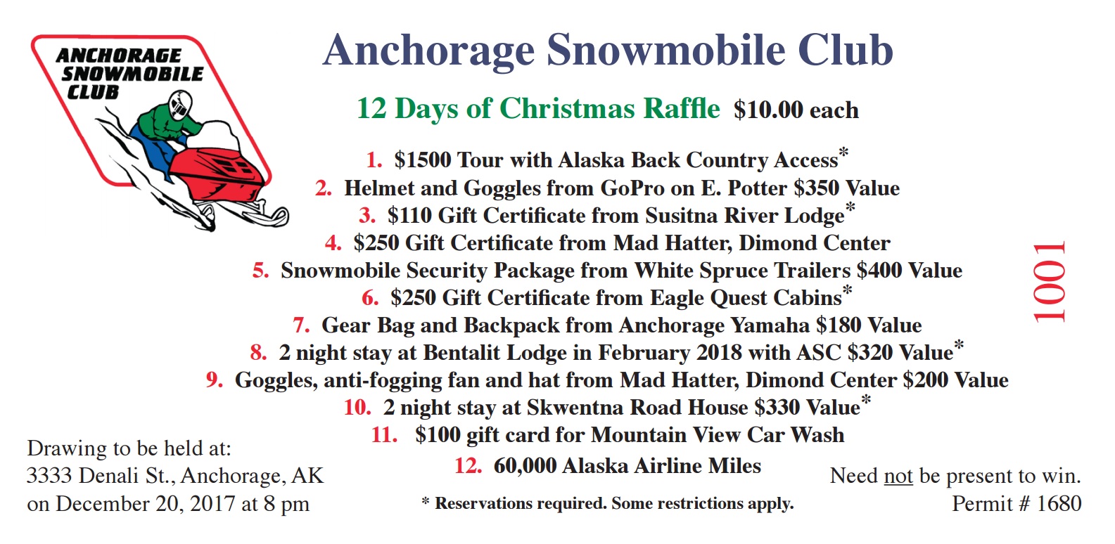 1585x774 The Days Of Christmas !! Asc Raffle Tickets Now On Sale - Raffle Ticket Drawing