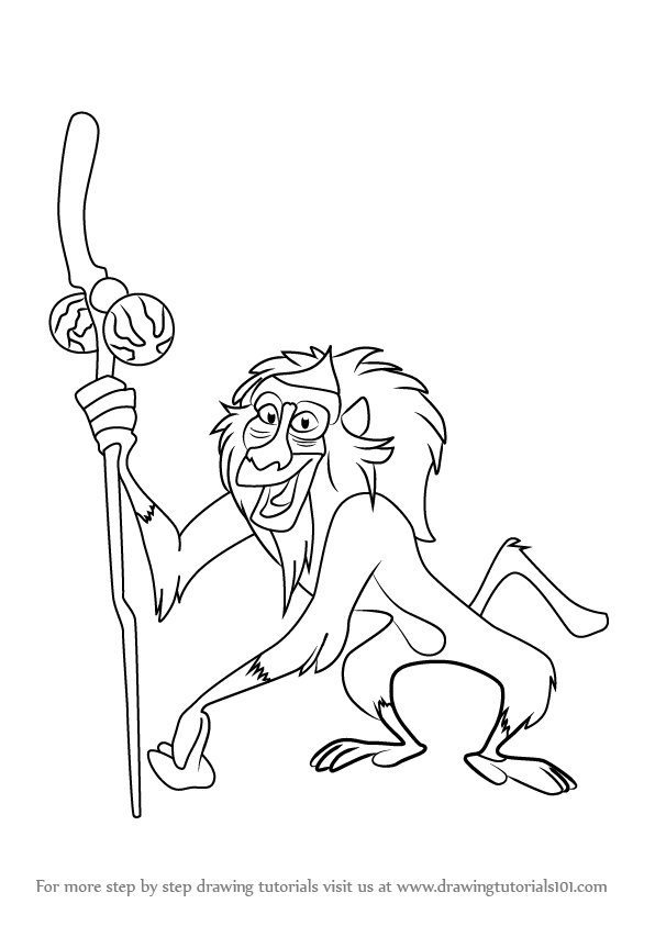596x843 learn how to draw rafiki from the lion guard - Rafiki Drawing