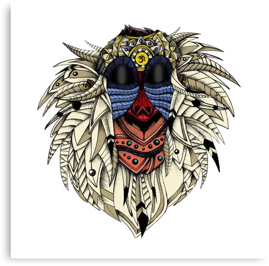 550x545 ornate color rafiki canvas print - Rafiki Drawing